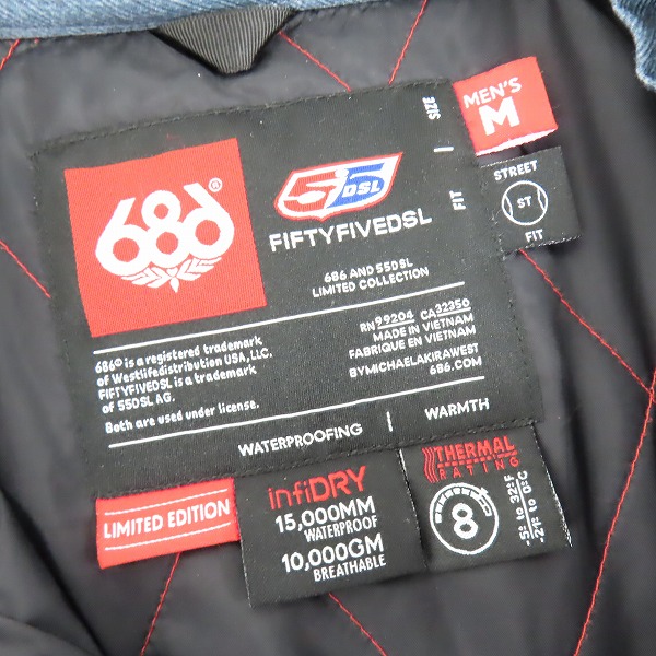 実際に弊社で買取させて頂いた686×DIESEL/シックスエイトシックス×ディーゼル 55DSL Americana Denim Jacket デニム スノーボードウェア Mの画像 2枚目