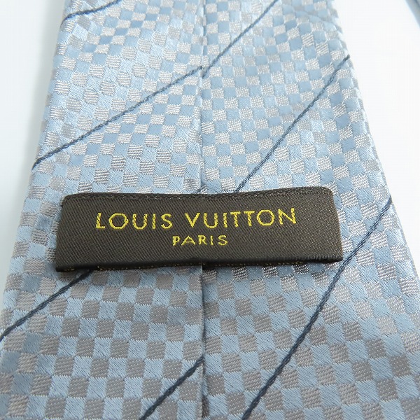 実際に弊社で買取させて頂いたLOUIS VUITTON/ルイヴィトン LVロゴ チェック柄 シルク100％ネクタイの画像 3枚目