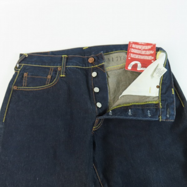 実際に弊社で買取させて頂いた【未使用】EVISU/エヴィス LOT:0331 カモ型抜き インディゴデニムパンツ EA04HJE03/34の画像 2枚目