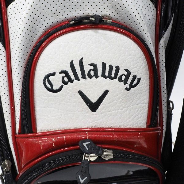 実際に弊社で買取させて頂いた【使用感有り】Callaway/キャロウェイ 5分割キャディバッグ ホワイトｘブラックｘレッドの画像 5枚目