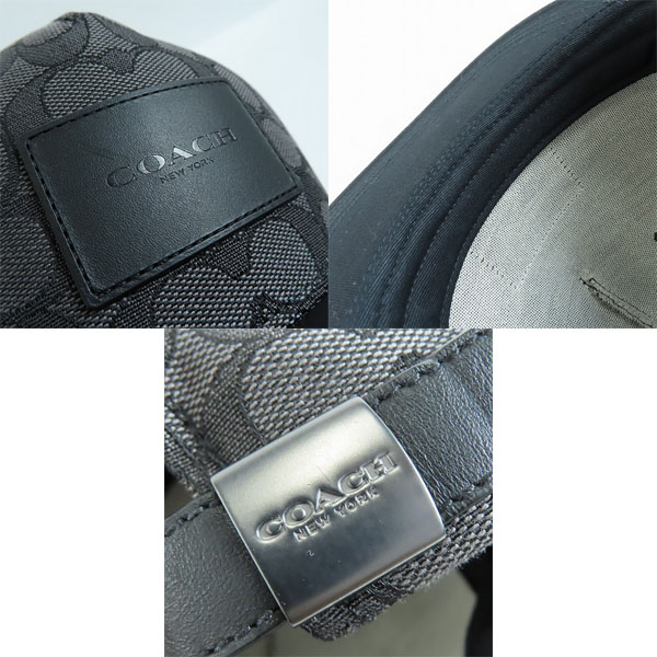 実際に弊社で買取させて頂いたCOACH/コーチ シグネチャー柄 ロゴワッペン キャップ 帽子 ブラック/グレーの画像 8枚目