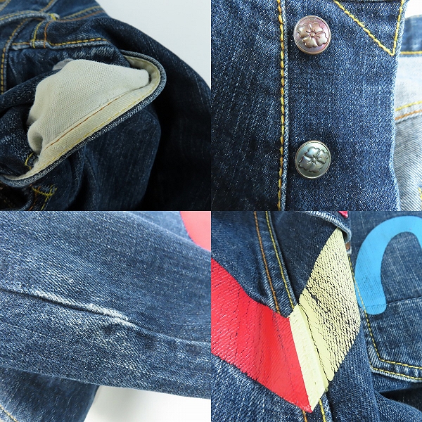 実際に弊社で買取させて頂いたEVISU/エヴィス メニーポケット カラフル ペイント デニムパンツ/36の画像 8枚目