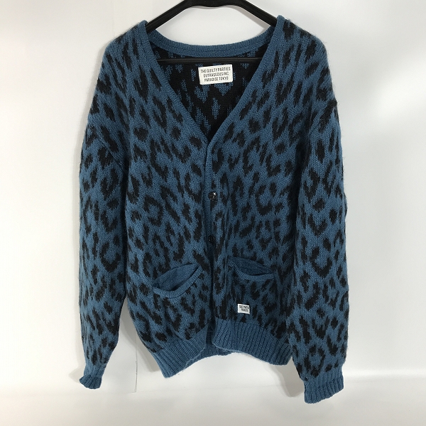 実際に弊社で買取させて頂いたWACKO MARIA/ワコマリア GUILTY PARTIES レオパード/ヒョウ柄 モヘア/ナイロン/ウール カーディガン ブルー系/M