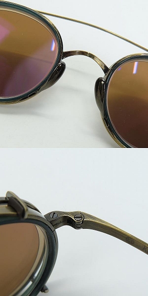 実際に弊社で買取させて頂いたKameManNen/カメマンネン 丸型 メガネフレーム KMN-113 クリップオンサングラス付きの画像 8枚目
