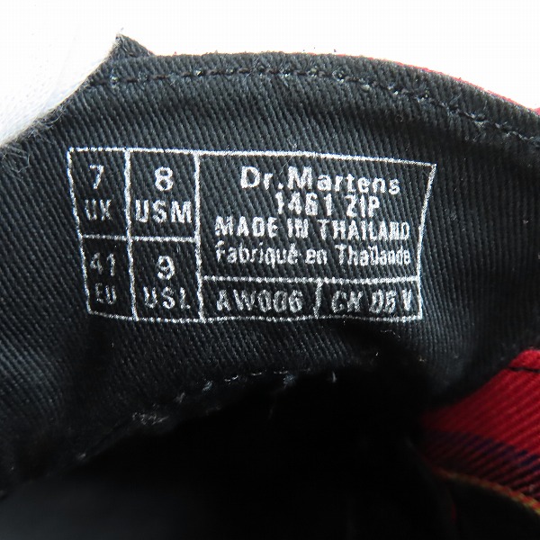 実際に弊社で買取させて頂いたDr.Martens/ドクターマーチン ZIP チェック 3ホール ブーツ 1461/UK7の画像 5枚目