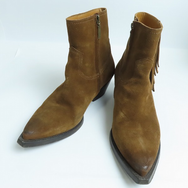 実際に弊社で買取させて頂いたSAINT LAURENT PARIS/サンローラン フリンジ サイドジップ スエード ヒールブーツ 579491/39.5