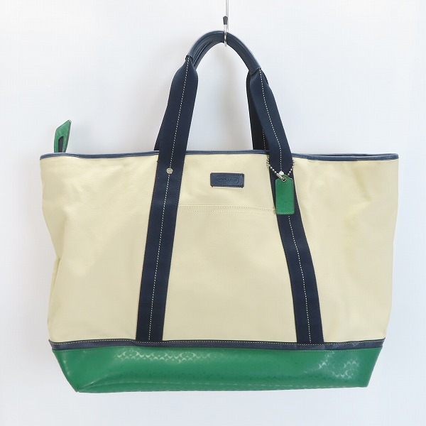 実際に弊社で買取させて頂いたCOACH/コーチ ヘリテージ シグネチャー キャンバス ウィークエンド トートバッグ F70832