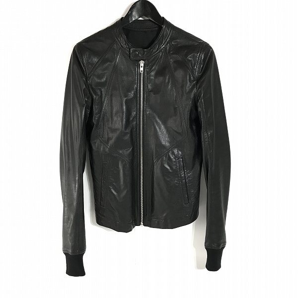 実際に弊社で買取させて頂いたRick Owens/リックオウエンス 14AW インターシャシングルレザージャケット RU14F2761/46の画像 0枚目