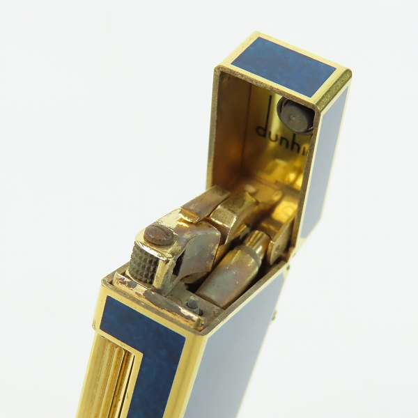 実際に弊社で買取させて頂いたdunhill/ダンヒル サイドローラー ガスライター ブルー×ゴールドの画像 4枚目