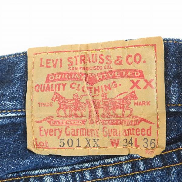 実際に弊社で買取させて頂いた【難あり】LEVI'S/リーバイス 501XX 復刻 バレンシア工場製 ビッグE ボタン裏555 デニムパンツ/W34の画像 5枚目