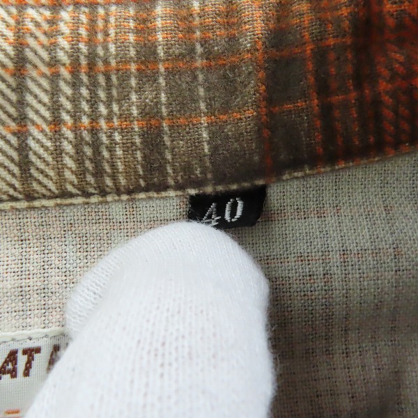 実際に弊社で買取させて頂いたTHE FLAT HEAD/フラットヘッド チェック ネルシャツ オレンジ/40の画像 3枚目