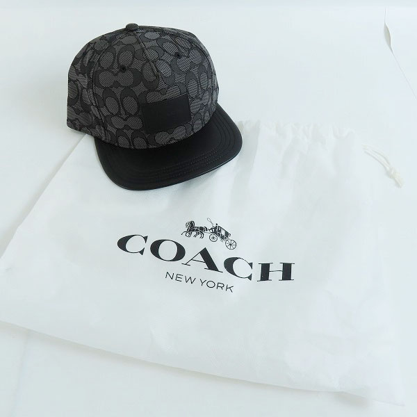 実際に弊社で買取させて頂いたCOACH/コーチ シグネチャー柄 ロゴワッペン キャップ 帽子 ブラック/グレーの画像 9枚目