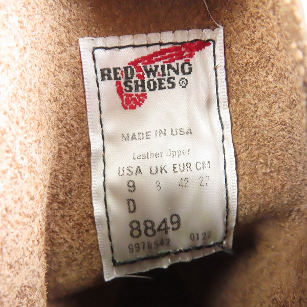 実際に弊社で買取させて頂いたRED WING/レッドウィング 6inch CLASSIC MOC TOE/6インチ クラシック モック トゥ ワークブーツ 8849/9Dの画像 5枚目