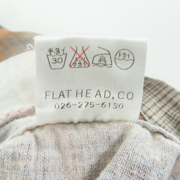 実際に弊社で買取させて頂いたTHE FLAT HEAD/フラットヘッド チェック ネルシャツ オレンジ/40の画像 5枚目