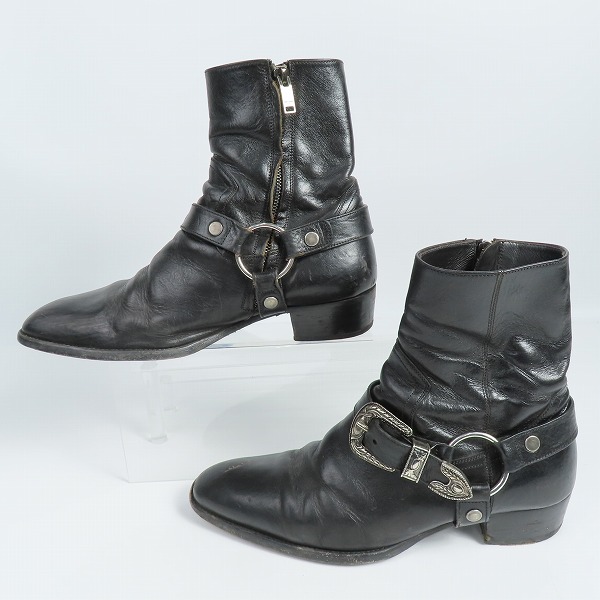 実際に弊社で買取させて頂いたSAINT LAURENT PARIS/サンローランパリ  19SS バックル装飾ワイアットハーネスブーツ 553604/40の画像 3枚目