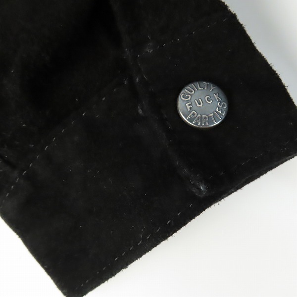 実際に弊社で買取させて頂いた【JPタグ】WACKO MARIA/ワコマリア GUILTY PARTIES FUCK 牛革 スエードレザー 裏レオパード ジャケット ブラック Mの画像 7枚目