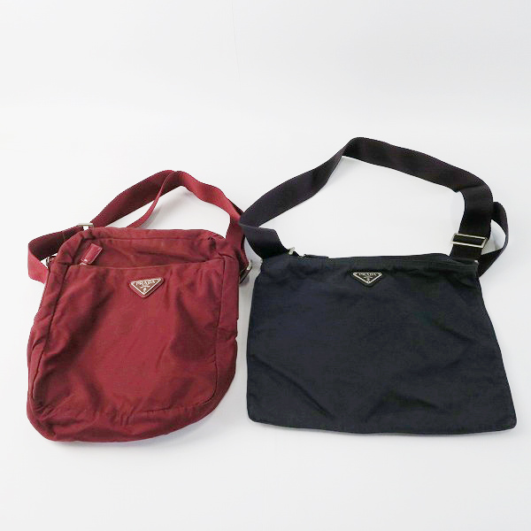実際に弊社で買取させて頂いたPRADA/プラダ  三角プレート ショルダーバッグ 2点セット