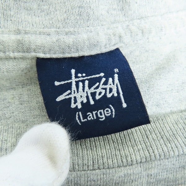 実際に弊社で買取させて頂いたSTUSSY/ステューシー 90s DJプリントTシャツ 長袖カットソー ロンT グレー 紺タグ Lの画像 2枚目