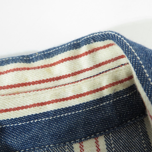 実際に弊社で買取させて頂いたTHE REAL McCOYS/リアルマッコイズ THE DOUBLE DIAMOND ストライプ柄 ワークシャツ LOT.418/14の画像 7枚目