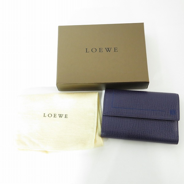 実際に弊社で買取させて頂いたLOEWE/ロエベ ミドル アナグラムロゴ ステッチデザイン 三つ折り財布の画像 9枚目