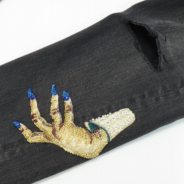 実際に弊社で買取させて頂いたUNDERCOVER/アンダーカバー 23AW ハンドビーズ ニーリップ加工 デニムスリムPT パンツ UC2C4510/1の画像 8枚目