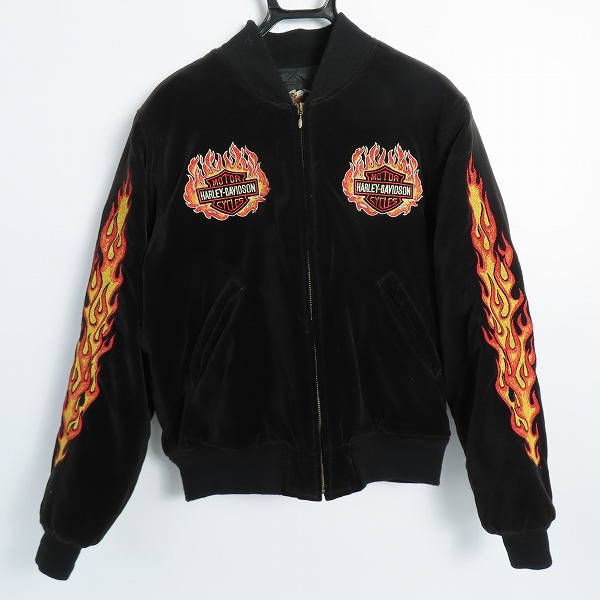 実際に弊社で買取させて頂いたHarley Davidson/ハーレーダビッドソン 90s ベロア ファイヤーパターン スカジャン/M