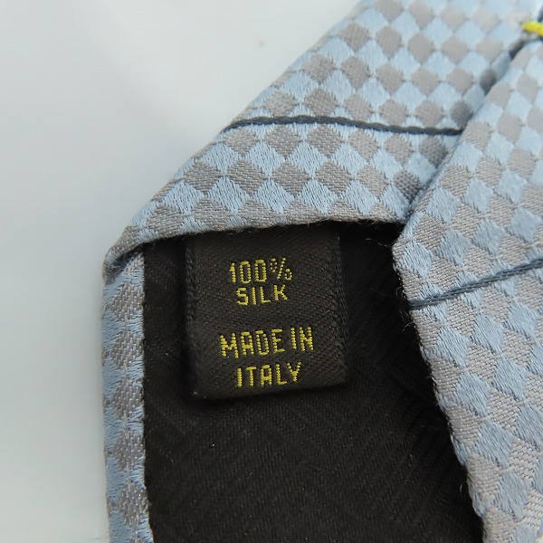 実際に弊社で買取させて頂いたLOUIS VUITTON/ルイヴィトン LVロゴ チェック柄 シルク100％ネクタイの画像 4枚目