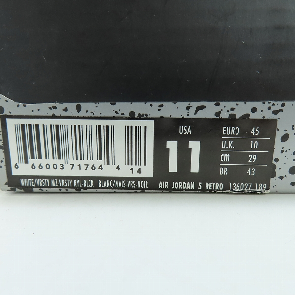 実際に弊社で買取させて頂いたNIKE/ナイキ AIR JORDAN 5 RETRO/エアジョーダン5 レトロ レイニー 136027-189/29.0の画像 9枚目