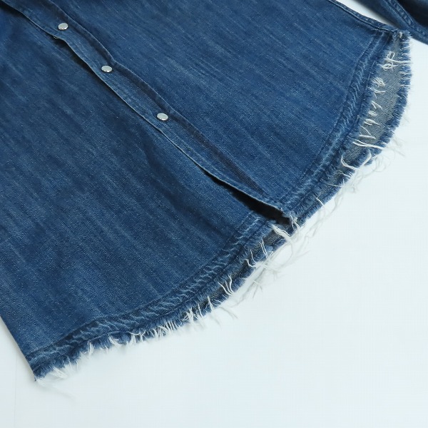 実際に弊社で買取させて頂いたHYDROGEN/ハイドロゲン レザー スター 星条旗ワッペン USED加工 デニムシャツ Mの画像 9枚目