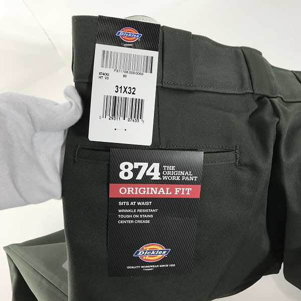 実際に弊社で買取させて頂いた【未使用】Dickies/ディッキーズ 874 Original Fit ワークパンツ オリーブ 31×32 の画像 4枚目