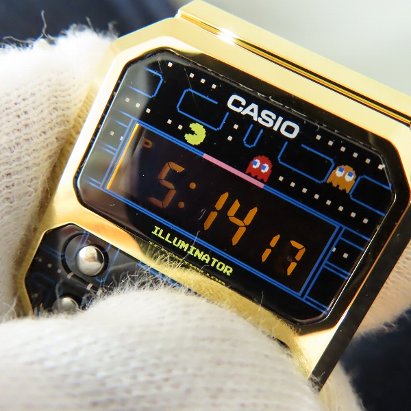 実際に弊社で買取させて頂いたCASIO/カシオ×PAC-MAN/パックマン コラボレーションモデル A100WEPC-1BJRの画像 5枚目
