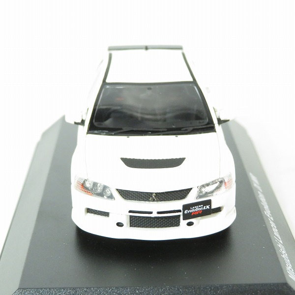 実際に弊社で買取させて頂いた京商 1/43 三菱 ランサー エボリューション IX MR ホワイトパール/ミニカーの画像 2枚目