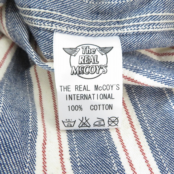 実際に弊社で買取させて頂いたTHE REAL McCOYS/リアルマッコイズ THE DOUBLE DIAMOND ストライプ柄 ワークシャツ LOT.418/14の画像 3枚目