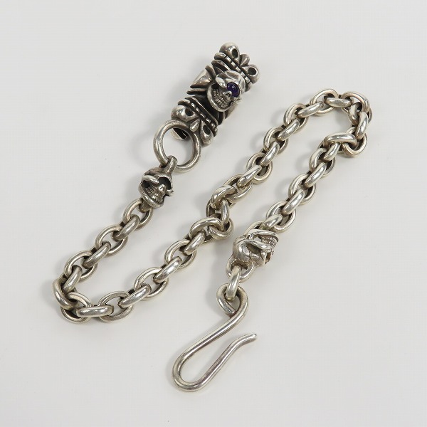 実際に弊社で買取させて頂いたSTOP LIGHT/ストップライト スカルウォレットチェーン ゴシッククロス アメジストアイの画像 5枚目