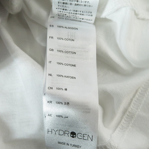 実際に弊社で買取させて頂いた【未使用】HYDROGEN/ハイドロゲン ペンキ加工 スカルアイコン 半袖Tシャツ Sの画像 5枚目
