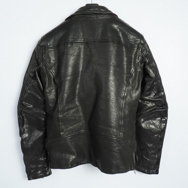 実際に弊社で買取させて頂いたISAMU KATAYAMA BACKLASH/イサムカタヤマバックラッシュ イタリアン ダブルショルダー製品染めダブルライダース 1254-02 Mの画像 1枚目