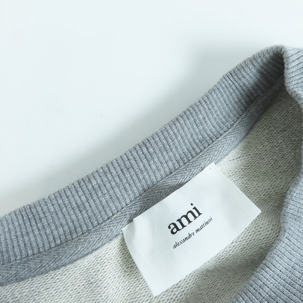 実際に弊社で買取させて頂いたAMI Alexandre Mattiussi/アミアレクサンドルマテュッシ ハートA刺繍 スウェット トレーナー グレー/Lの画像 7枚目