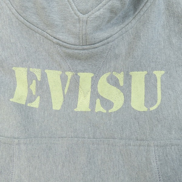 実際に弊社で買取させて頂いたEVISU/エヴィス ロゴプリント 前V スウェット パーカー/36の画像 5枚目