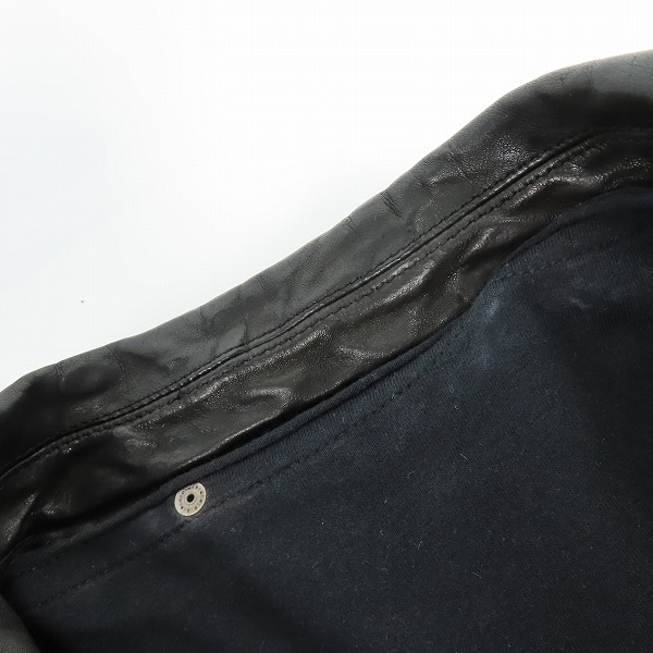 実際に弊社で買取させて頂いたISAMU KATAYAMA BACKLASH/イサムカタヤマバックラッシュ イタリアン ダブルショルダー製品染めダブルライダース 1254-02 Mの画像 5枚目