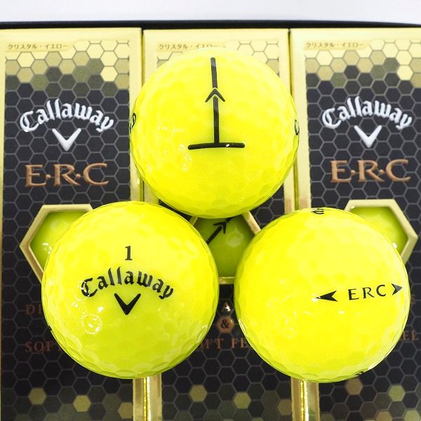 実際に弊社で買取させて頂いた 【未使用】Callaway/キャロウェイ E.R.C DISTANCE ＆ SOFT FEEL ゴルフボール クリスタルイエロー 1ダース の画像 1枚目