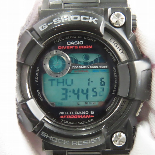 実際に弊社で買取させて頂いたG-SHOCK/Gショック FROGMAN/フロッグマン Master of G/マスターオブG ソーラー電波時計 GWF-1000-1JFの画像 4枚目