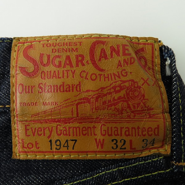実際に弊社で買取させて頂いたSUGAR CANE/シュガーケーン Lot.1947 ボタンフライ デニムパンツ SC41947 W32L34の画像 4枚目