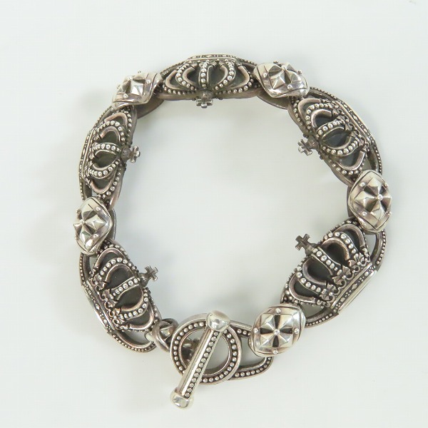 実際に弊社で買取させて頂いた【ギャラ付き】JUSTIN DAVIS/ジャスティンデイビス SMALL QE2 BRACELET クラウンブレスレット SBJ118の画像 5枚目