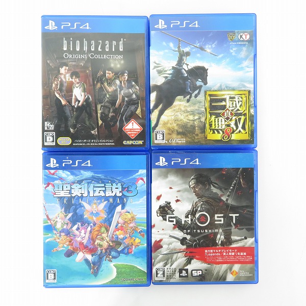 実際に弊社で買取させて頂いたPS4 ソフト バイオハザード オリジンズコレクション/真三國無双8/聖剣伝説3/ゴーストオブツシマ 4点セット