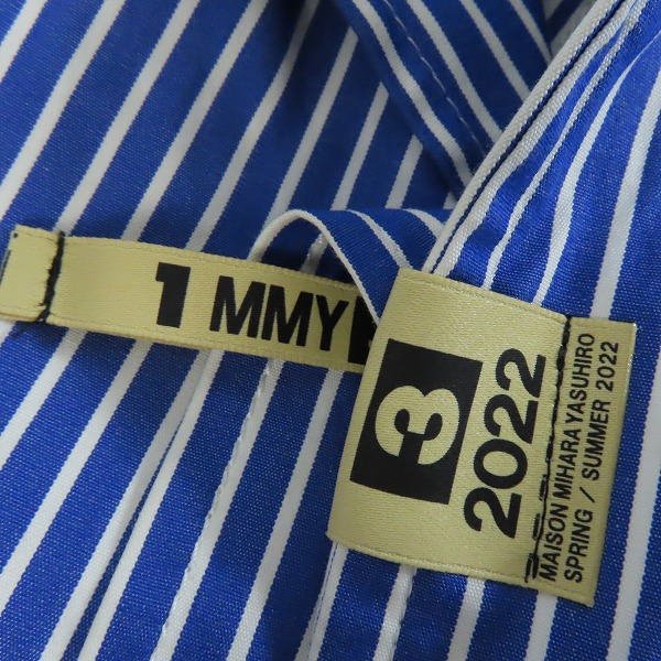 実際に弊社で買取させて頂いたMaison MIHARA YASUHIRO/ミハラヤスヒロ 22SS ダブル レイヤード ストライプ シャツ/ドッキング ジャケット A08SH078/46の画像 5枚目