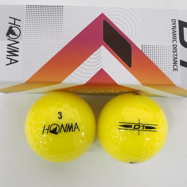 実際に弊社で買取させて頂いた【未使用】HONMA/ホンマ D1 DYNAMIC DISTANCE ゴルフボール イエロー・グリーン 計18個の画像 2枚目