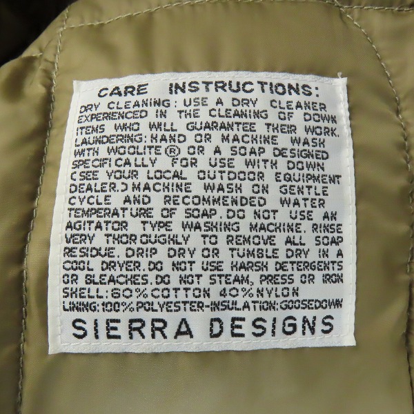 実際に弊社で買取させて頂いたSIERRA DESIGNS×BEAMS/シエラデザイン×ビームス コットンダウンジャケット 8130E/Mの画像 4枚目