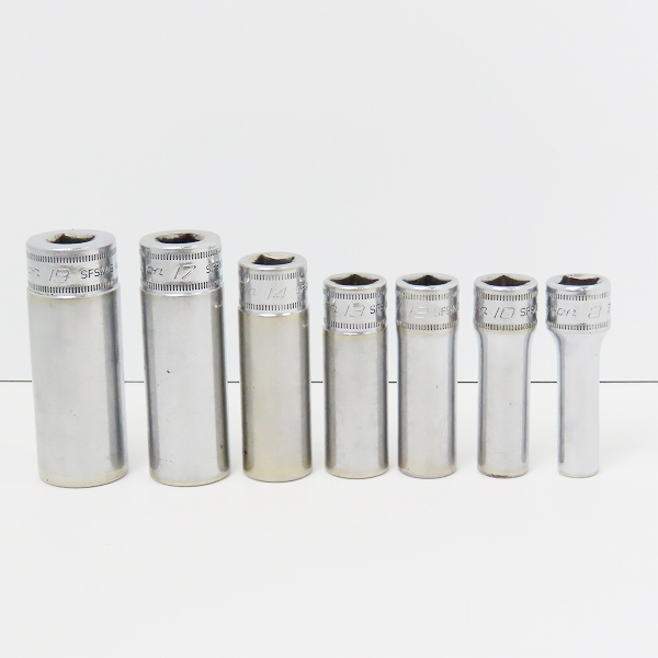 実際に弊社で買取させて頂いたSnap-on/スナップオン ディープソケット SFSM19/17/14/13/12/10/8  7点セット