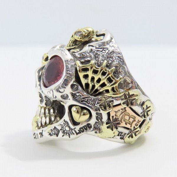 実際に弊社で買取させて頂いたBWL アルティメットマスタースカルリング w/2 18Kコフィン/スパイダーウェブ等 ゴールドサダー w/ストーンアイ/20-21号の画像 2枚目