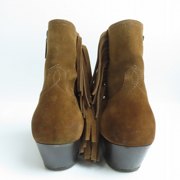 実際に弊社で買取させて頂いたSAINT LAURENT PARIS/サンローラン フリンジ サイドジップ スエード ヒールブーツ 579491/39.5の画像 1枚目